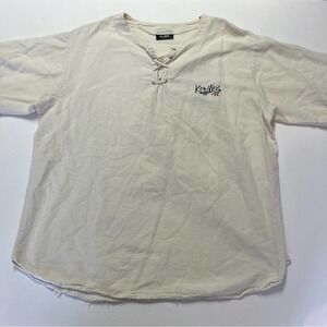Vintage Cool Sportswear Key West FL Lace Up Single Stitch Top White Sz 2XL